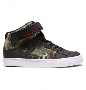 Black Camo DC Shoes Pure High-Top EV - High-Top Leather Shoes | ZUXODY-493