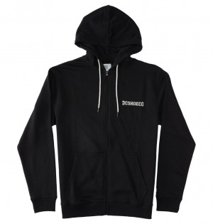 Black DC Shoes Baseline - Zip-Up Hoodie | VZWOJK-420