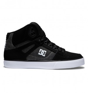 Black / Battleship DC Shoes Pure High-Top - Leather High-Top Shoes | HFXZSM-064