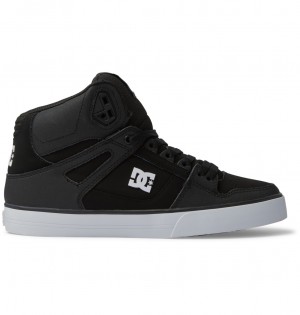 Black / Black / White DC Shoes Pure High-Top - Leather High-Top Shoes | VMDLFT-849