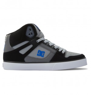 Black / Grey / Blue DC Shoes Pure High-Top - Leather High-Top Shoes | UFOAIT-618