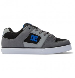 Black / Grey / Blue DC Shoes Pure - Leather Shoes | UATBVL-308