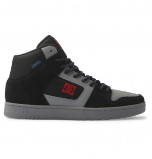 Black / Grey / Red DC Shoes Manteca 4 Hi Wr - High-Top Leather Shoes | KLTBWF-436