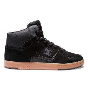 Black / Gum DC Shoes DC Cure - High-Top Leather Skate Shoes | RZEDXS-576