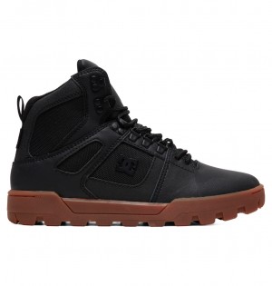 Black / Gum DC Shoes Pure Hi - Water Resistant High Top Leather Boots | USYKWA-784