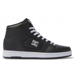 Black / Silver DC Shoes Manteca 4 Hi - High-Top Leather Shoes | IECTMP-867