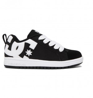 Black / White DC Shoes Court Graffik - Leather Shoes | BSQRGI-349