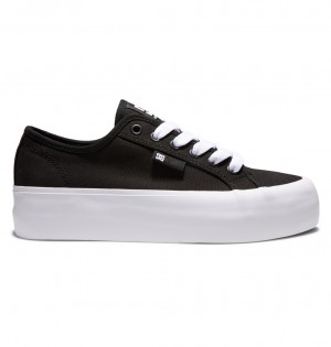 Black / White DC Shoes Manual Platform - Flatform Shoes | MRDYPV-637