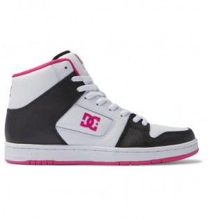 Black / White / Pink DC Shoes Manteca 4 Hi - High-Top Leather Shoes | TGEVNC-394