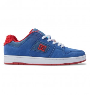 Blue / Red DC Shoes Manteca S - Leather Skate Shoes | YSVEAO-652