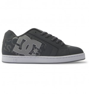 Heather Grey / White DC Shoes Net - Leather Shoes | FMUKDI-593