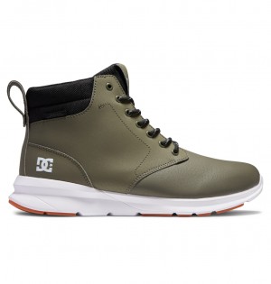 Olive / White DC Shoes Mason 2 - Water Resistant Leather Shoes | YNWJBC-038