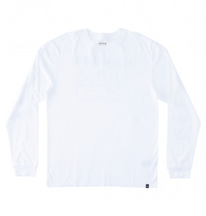 White DC Shoes All Smiles - Long Sleeve T-Shirt | OJEHSM-289