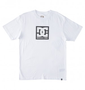 White / Black Leopard DC Shoes DC Square Star Fill - T-Shirt | GMFVUT-421