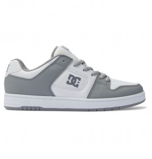 White / Grey DC Shoes Manteca - Leather Shoes | XVZIHL-051