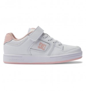 White / Pink DC Shoes Manteca 4 V - Leather Shoes | WQXENO-197