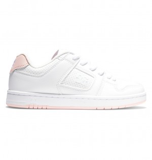 White / Pink DC Shoes Manteca - Leather Shoes | LRAOXN-210