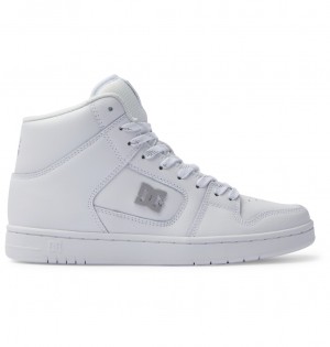 White / Silver DC Shoes Manteca 4 Hi - High-Top Leather Shoes | FDNOXZ-527