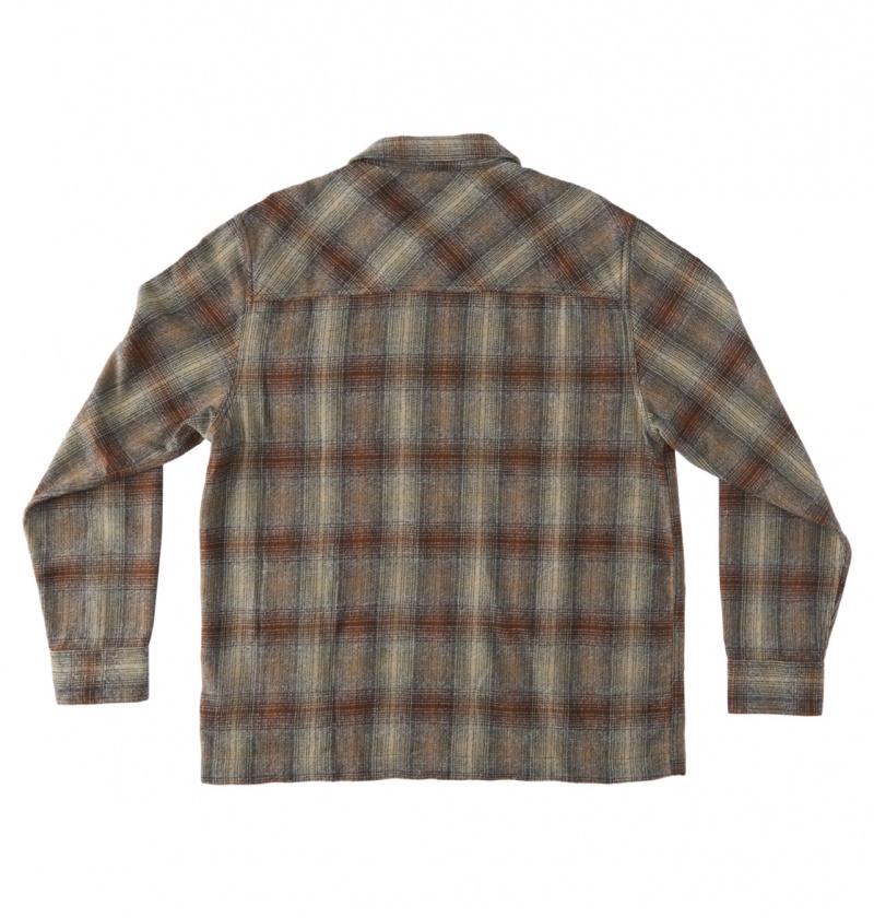 Bison / Plaza Toupe Plaid DC Shoes Canyon - Long Sleeve Shirt | BNXACM-792