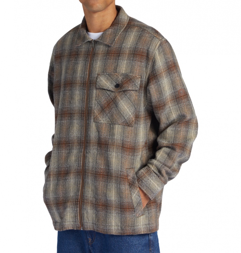 Bison / Plaza Toupe Plaid DC Shoes Canyon - Long Sleeve Shirt | BNXACM-792