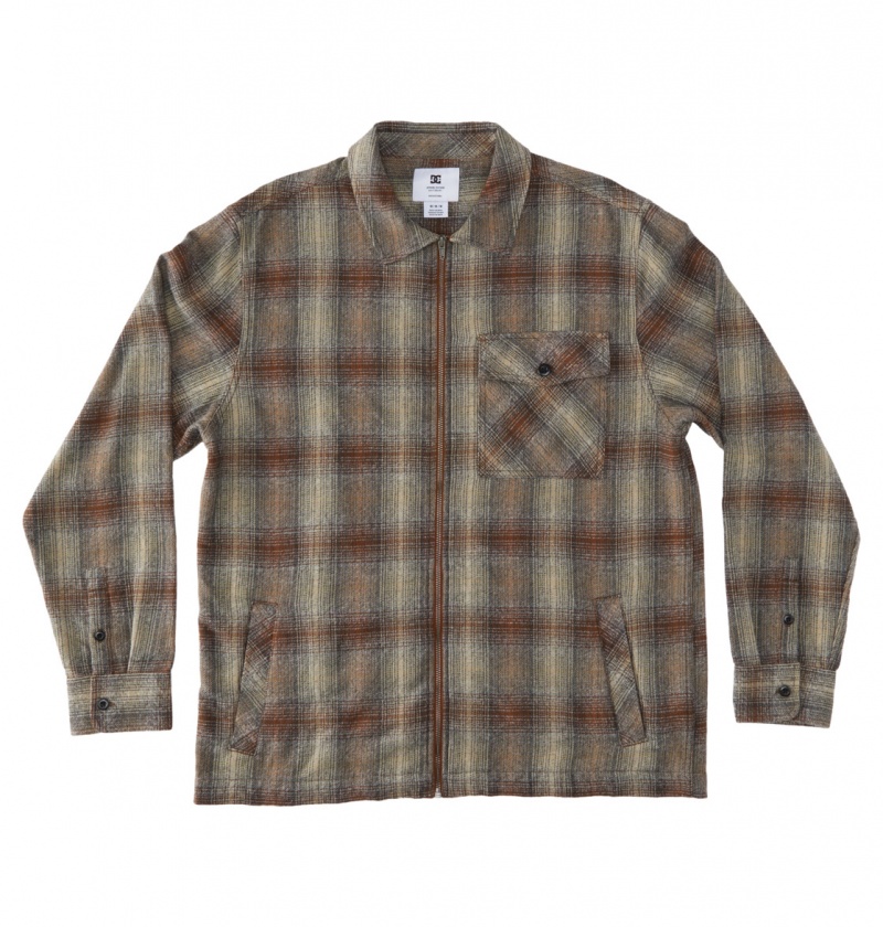 Bison / Plaza Toupe Plaid DC Shoes Canyon - Long Sleeve Shirt | BNXACM-792