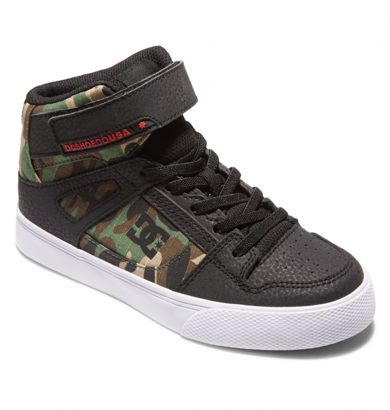 Black Camo DC Shoes Pure High-Top EV - High-Top Leather Shoes | ZUXODY-493