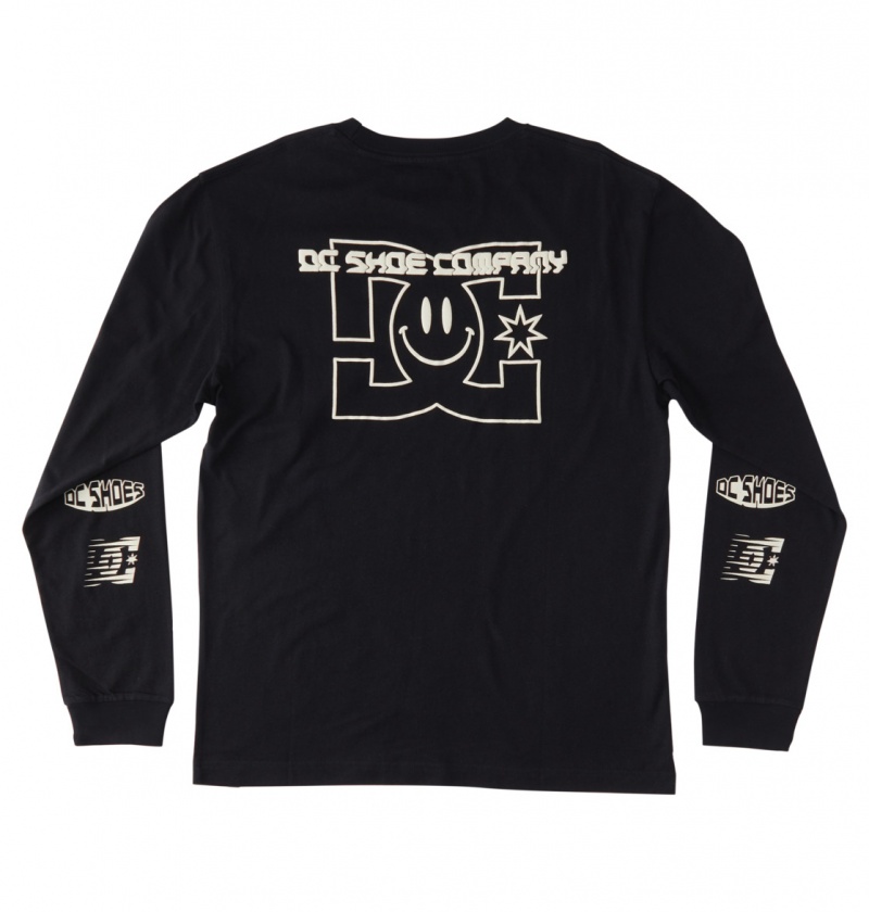 Black DC Shoes All Smiles - Long Sleeve T-Shirt | VLFGWK-381