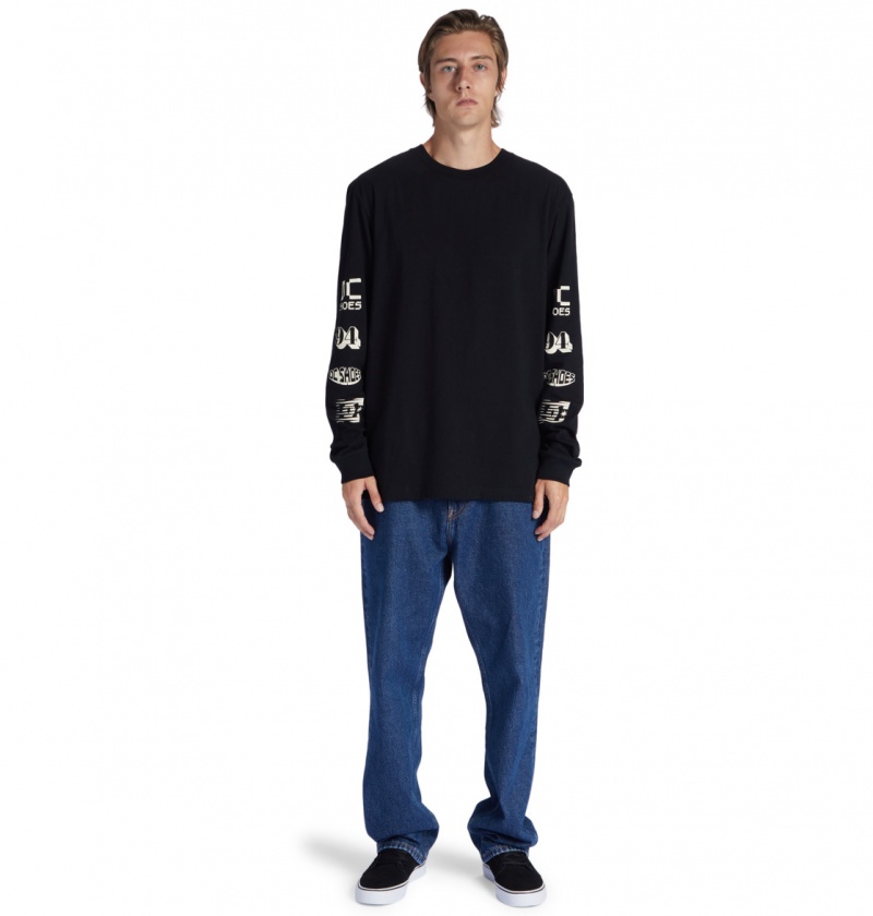 Black DC Shoes All Smiles - Long Sleeve T-Shirt | VLFGWK-381