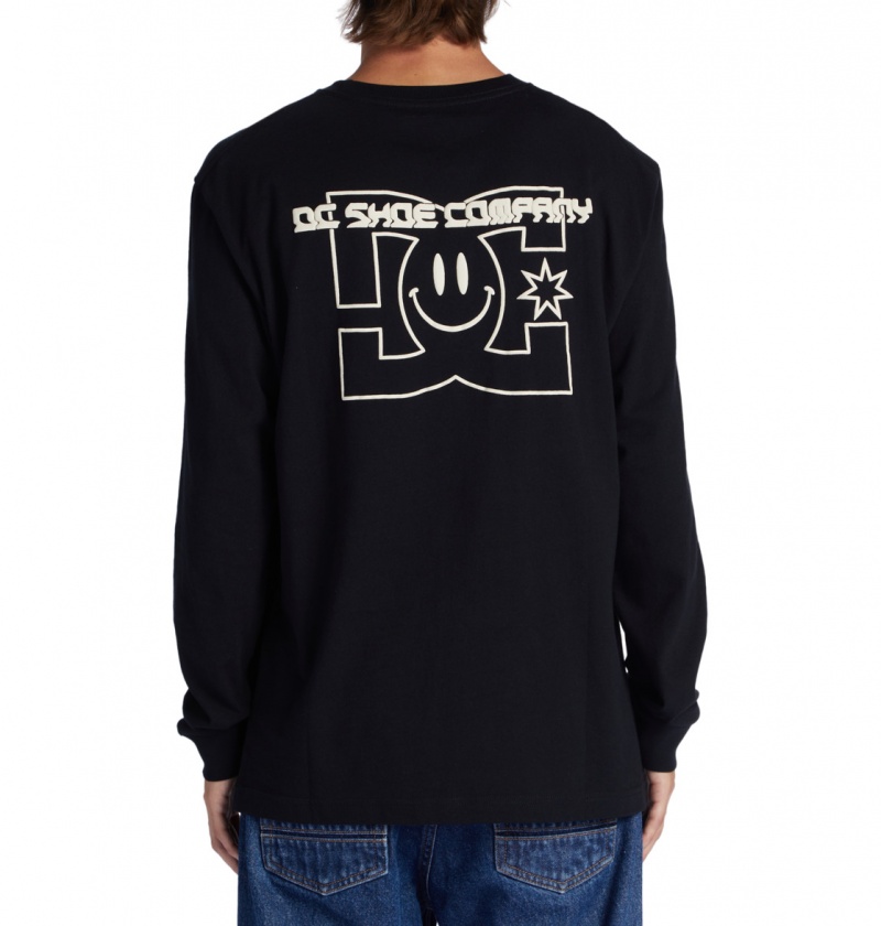 Black DC Shoes All Smiles - Long Sleeve T-Shirt | VLFGWK-381