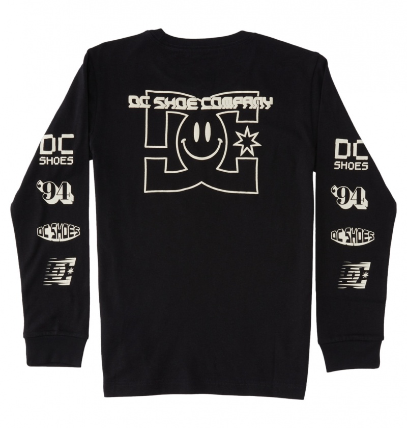 Black DC Shoes All Smiles - Long Sleeve T-Shirt 10-16 | VNCEOQ-413