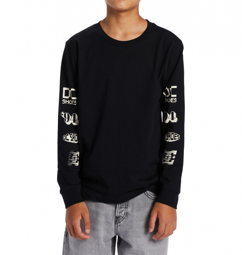 Black DC Shoes All Smiles - Long Sleeve T-Shirt 10-16 | VNCEOQ-413