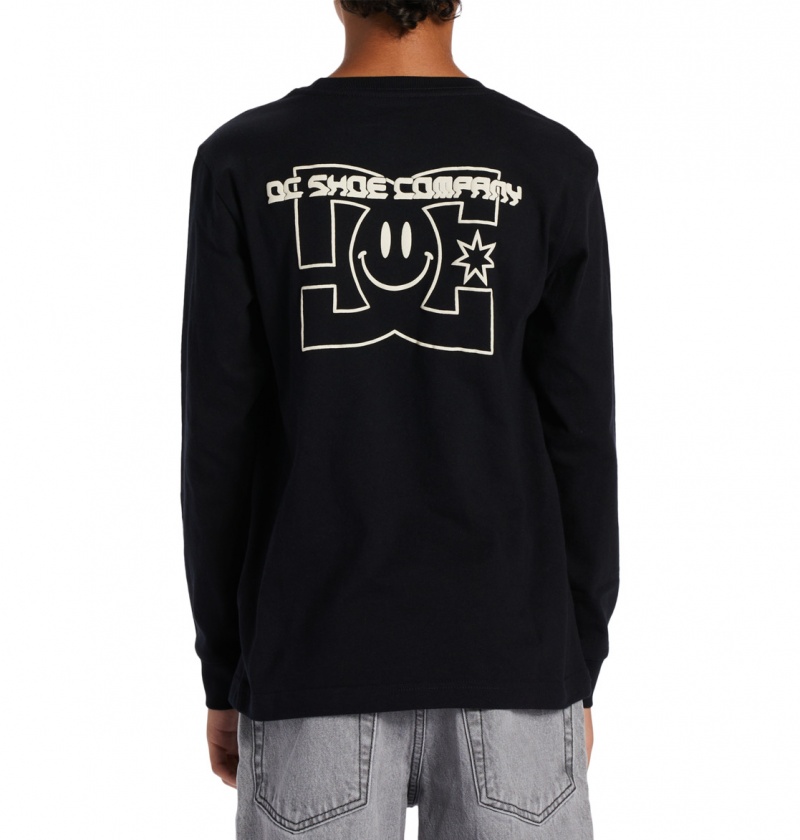 Black DC Shoes All Smiles - Long Sleeve T-Shirt 10-16 | VNCEOQ-413