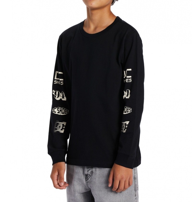 Black DC Shoes All Smiles - Long Sleeve T-Shirt 10-16 | VNCEOQ-413