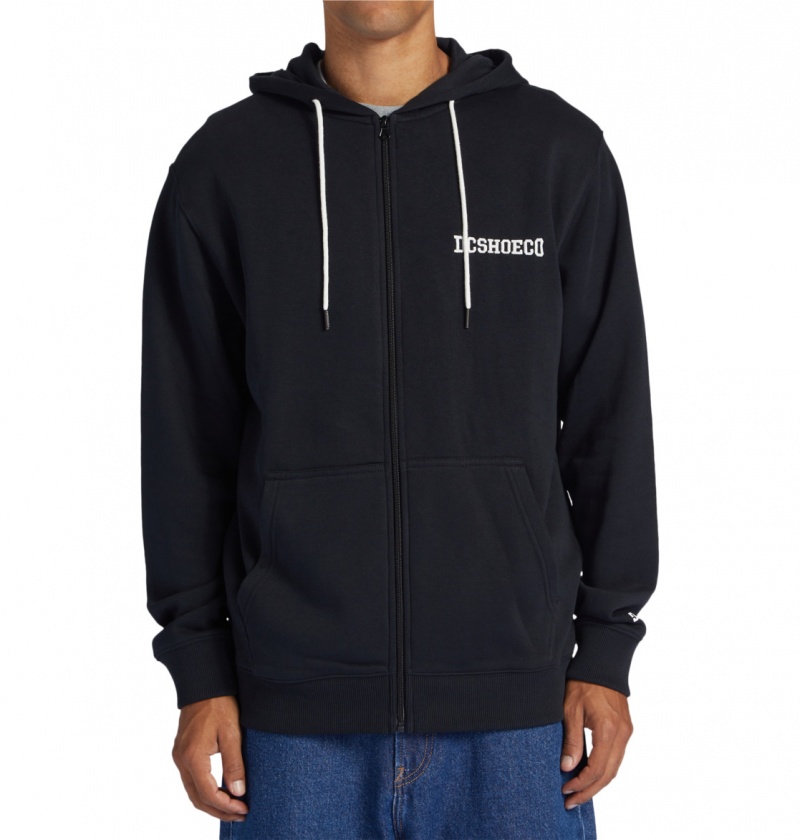 Black DC Shoes Baseline - Zip-Up Hoodie | VZWOJK-420