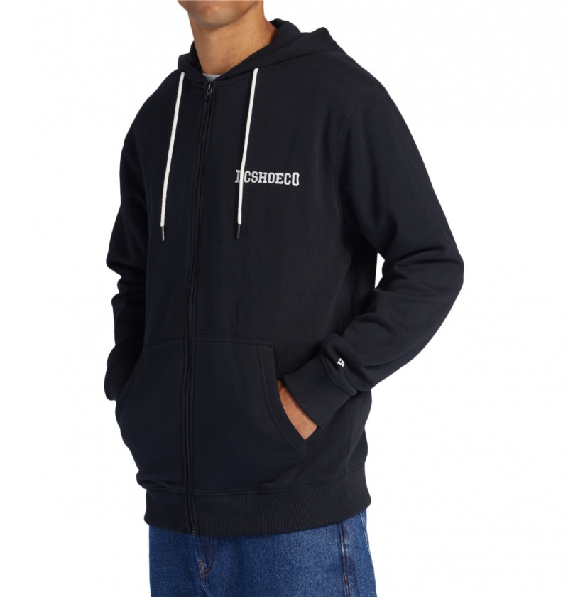 Black DC Shoes Baseline - Zip-Up Hoodie | VZWOJK-420