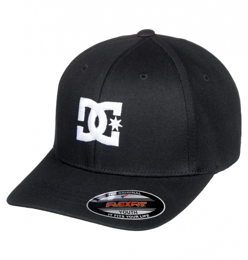 Black DC Shoes Cap Star - Flexfit® Cap 8-16 | KOFABZ-528