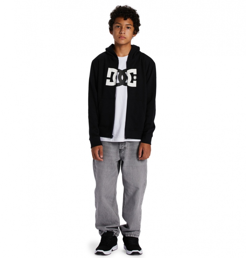 Black DC Shoes DC Star - Zip-Up Hoodie 10-16 | VHKLUF-704