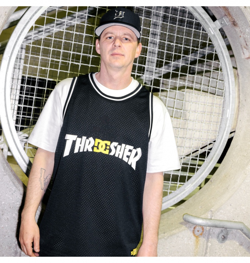 Black DC Shoes DC x Thrasher Jersey - Basketball Jersey | JSPNVI-314