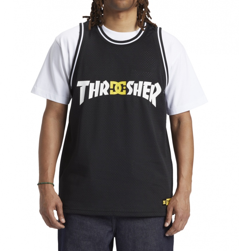 Black DC Shoes DC x Thrasher Jersey - Basketball Jersey | JSPNVI-314