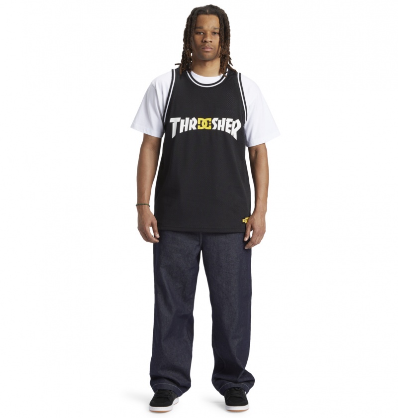 Black DC Shoes DC x Thrasher Jersey - Basketball Jersey | JSPNVI-314