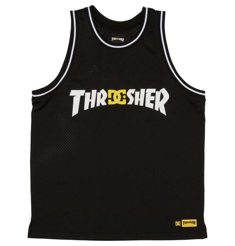 Black DC Shoes DC x Thrasher Jersey - Basketball Jersey | JSPNVI-314