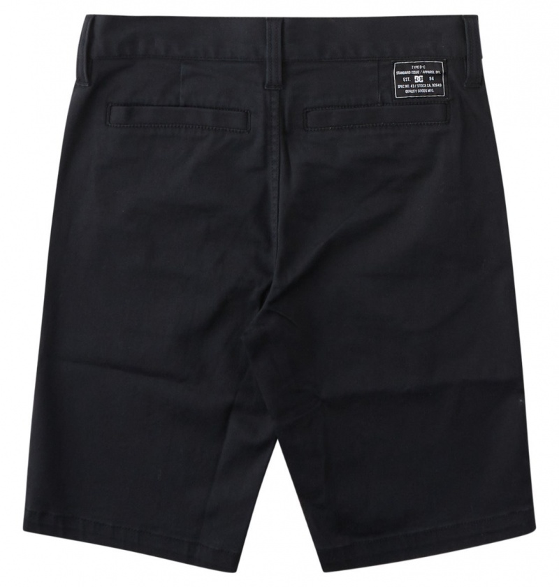 Black DC Shoes Worker Relaxed - Chino Shorts 8-16 | DHIBRX-953