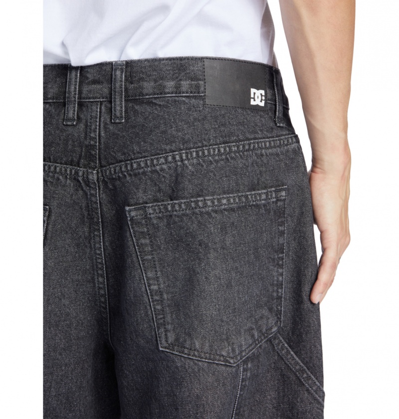 Black Denim DC Shoes Worker - Baggy Carpenter Jeans | BVUXKR-043