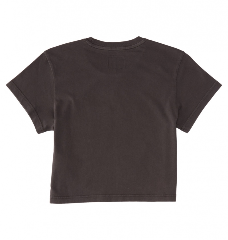 Black Enzyme Wash DC Shoes DC Star Fill - Cropped Fitted T-Shirt | CUXETW-407