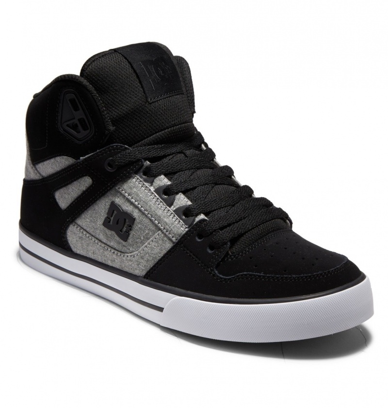 Black / Battleship / Armor DC Shoes Pure High-Top - Leather High-Top Shoes | FRJHSN-418