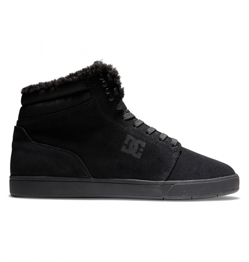 Black / Black DC Shoes Crisis 2 Hi Wnt - High Top Leather Winterized Shoes | USLIJY-256