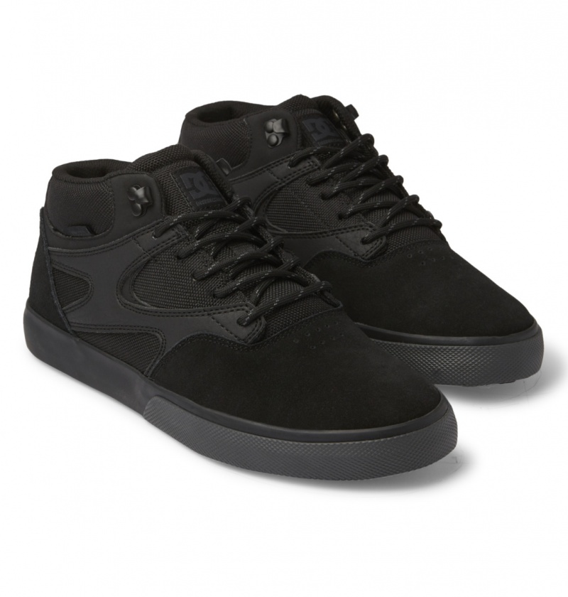 Black / Black DC Shoes Kalis Vulc Mid Wnt - Mid-Top Shoes | WQECST-056