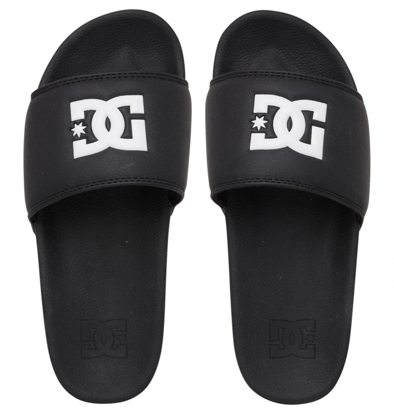 Black / Black / White DC Shoes DC Slide - Platform Slider Sandals | HXSAGM-537