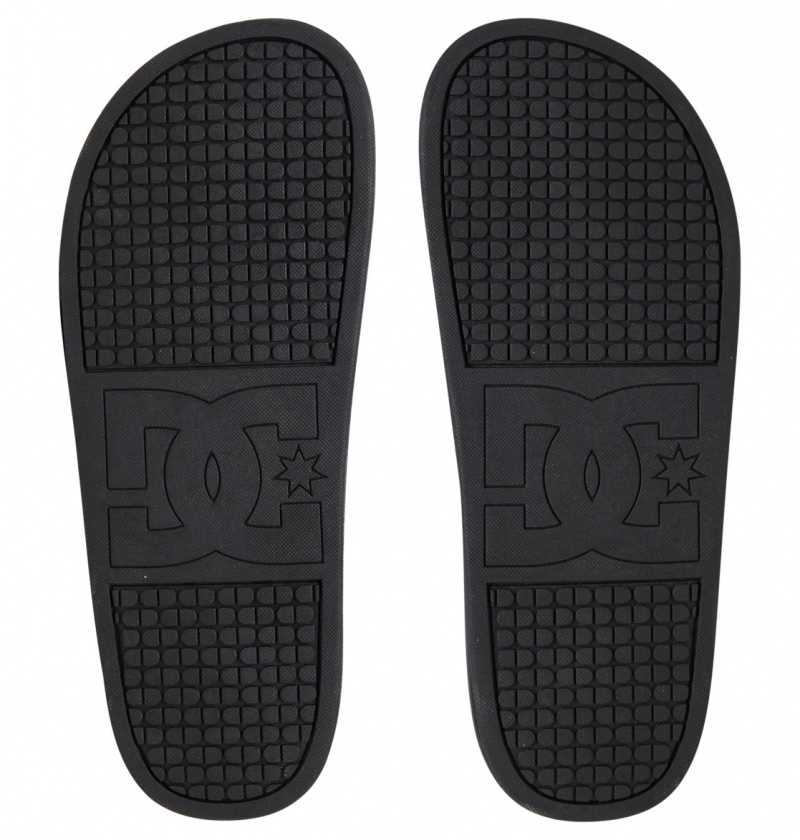 Black / Black / White DC Shoes DC Slide - Platform Slider Sandals | HXSAGM-537