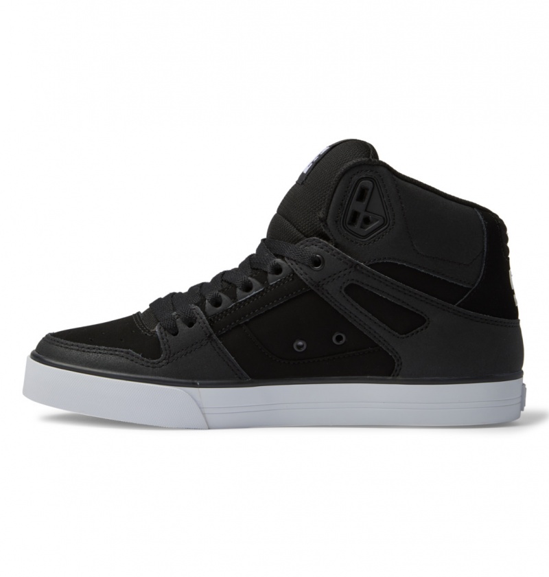 Black / Black / White DC Shoes Pure High-Top - Leather High-Top Shoes | VMDLFT-849